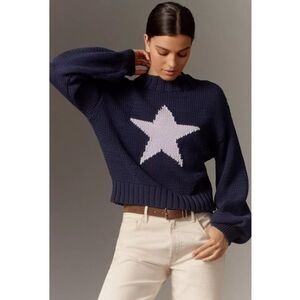 Anthropologie Maeve The Pippa Mock-Neck Star Icon Jumper Sweater Size XXS
